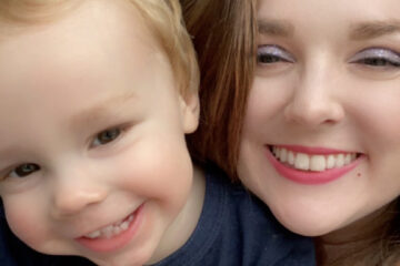 Foot Care in Eastern Passage, Kirsten Hansen, LPN and her son smiling