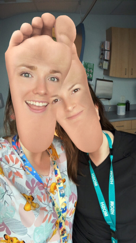 Kirsten & former student - happy feet!